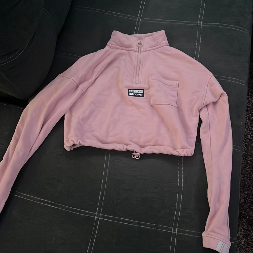 Pink adidas crop top shirt